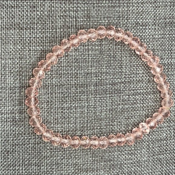 Jewelry - Faceted Beaded Stretch Bracelet Barbie Pale Pink Translucent Ovoid Soft Girl